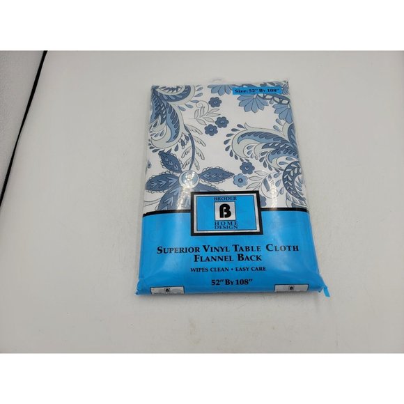 Vinyl Table Cloth Superior Flannel Back Broder Home Design 52" × 108" New A2 - Picture 5 of 11